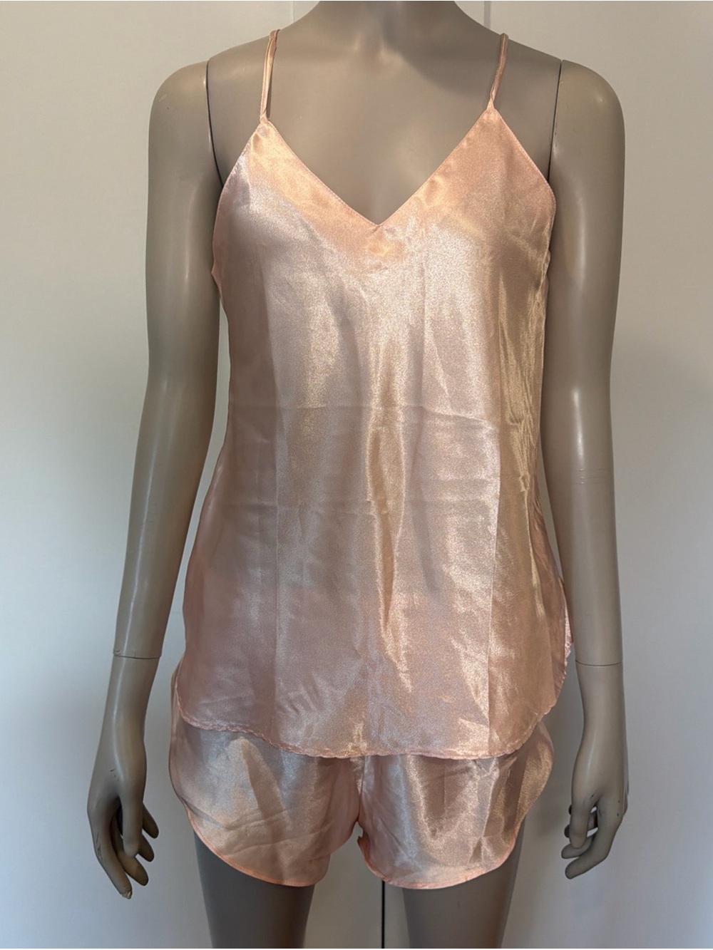 Vintage Satin V-Neck Cami & Short Pajama Set - Blush